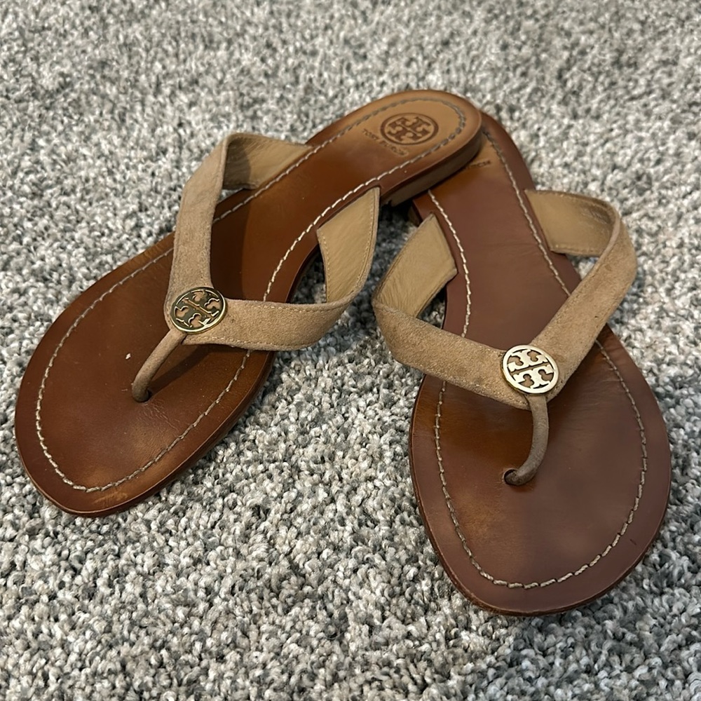 Tory Burch Suede Flip Flops size 8